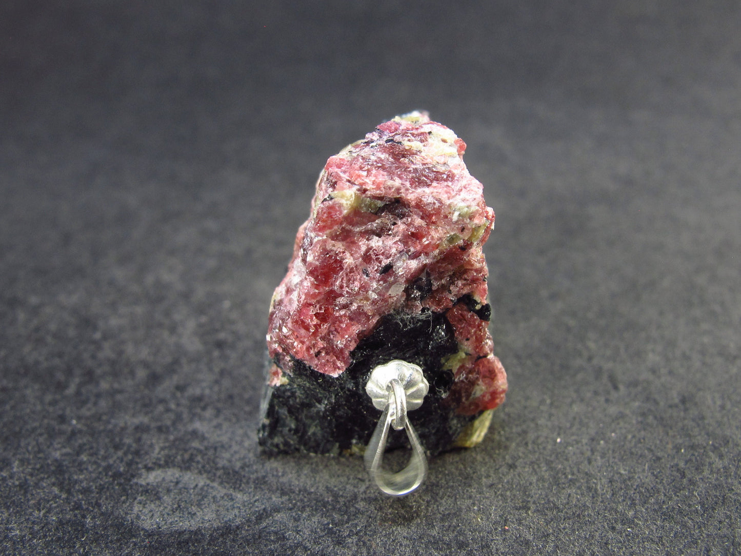 Rare Red Eudialyte Silver Pendant from Quebec, Canada - 1.3" - 13.4 Grams