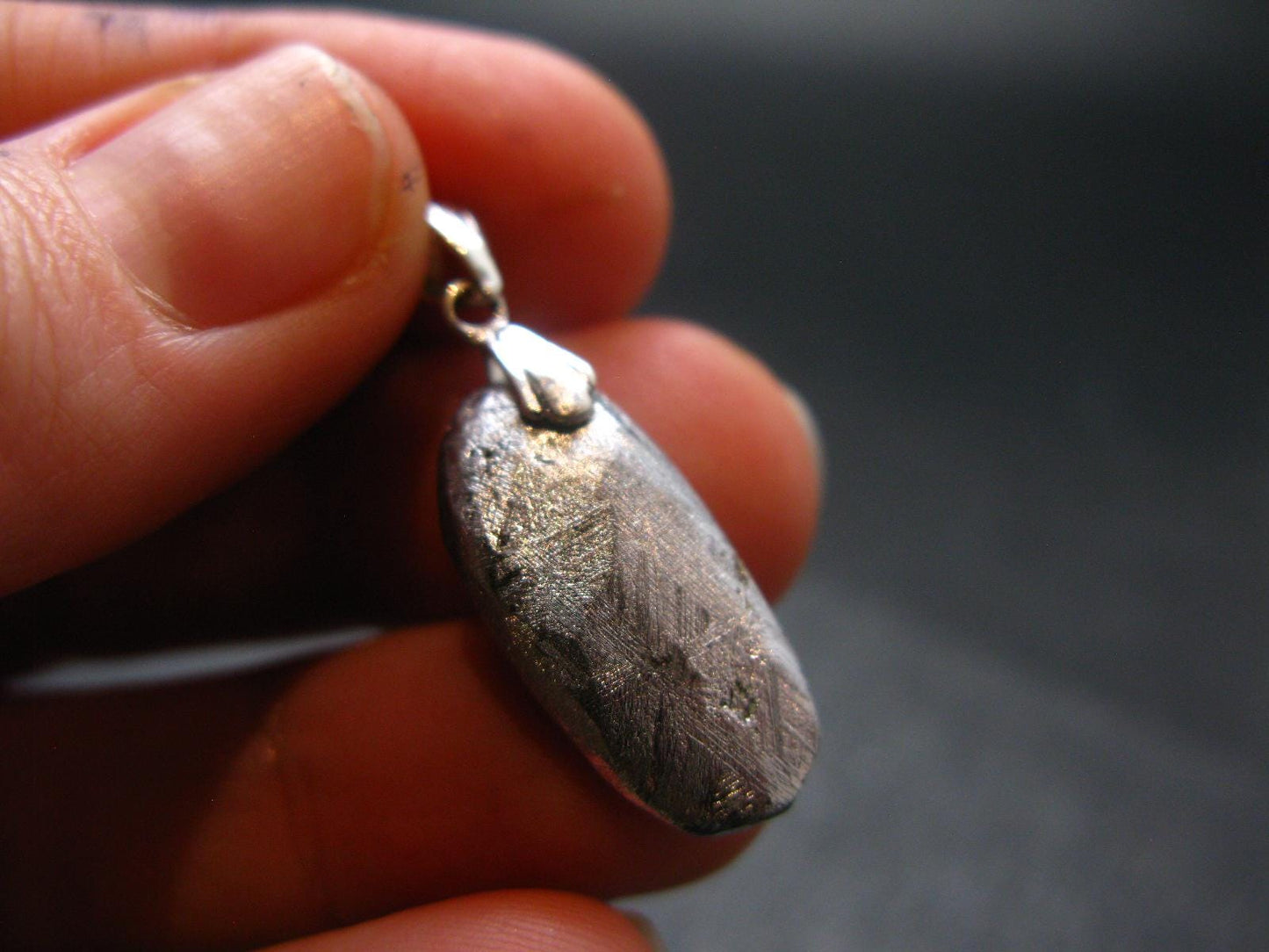 Muonionalusta Meteorite Silver Pendant from Sweden - 1.2" - 4..82 Grams