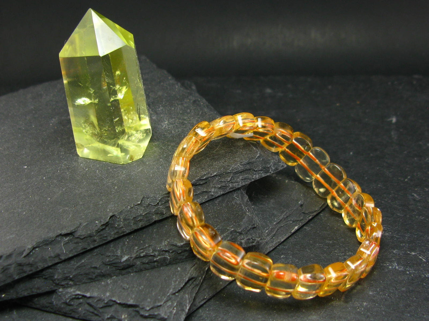 Citrine Genuine Bracelet ~ 6.5 Inches ~ 10mm Oval Beads