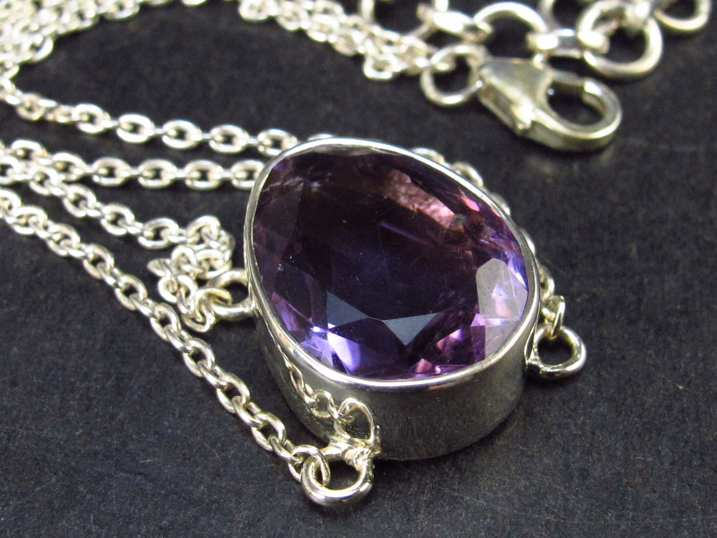 Natural Faceted Amethyst Bracelet 925 Sterling Silver - 7.5" - 5.1 Grams