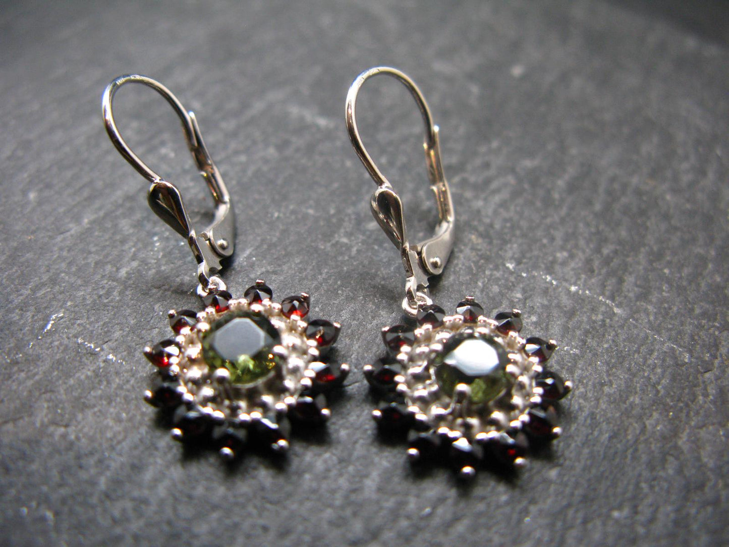 Moldavite Tektite Silver Earrings from Czech Republic - 3.92 Grams