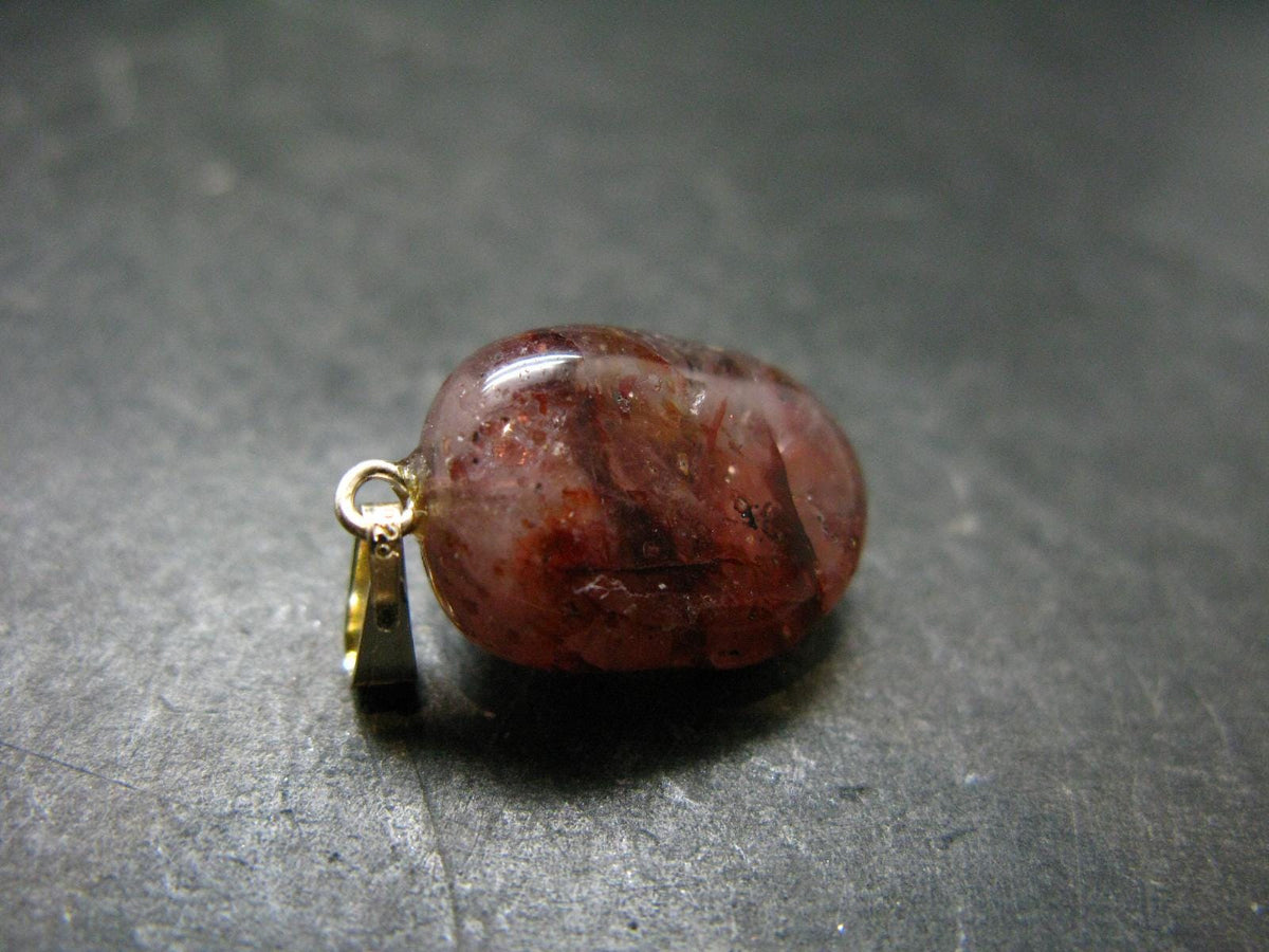 Strawberry Quartz Tumbled Silver Pendant - 1.0" - 3.45 Grams
