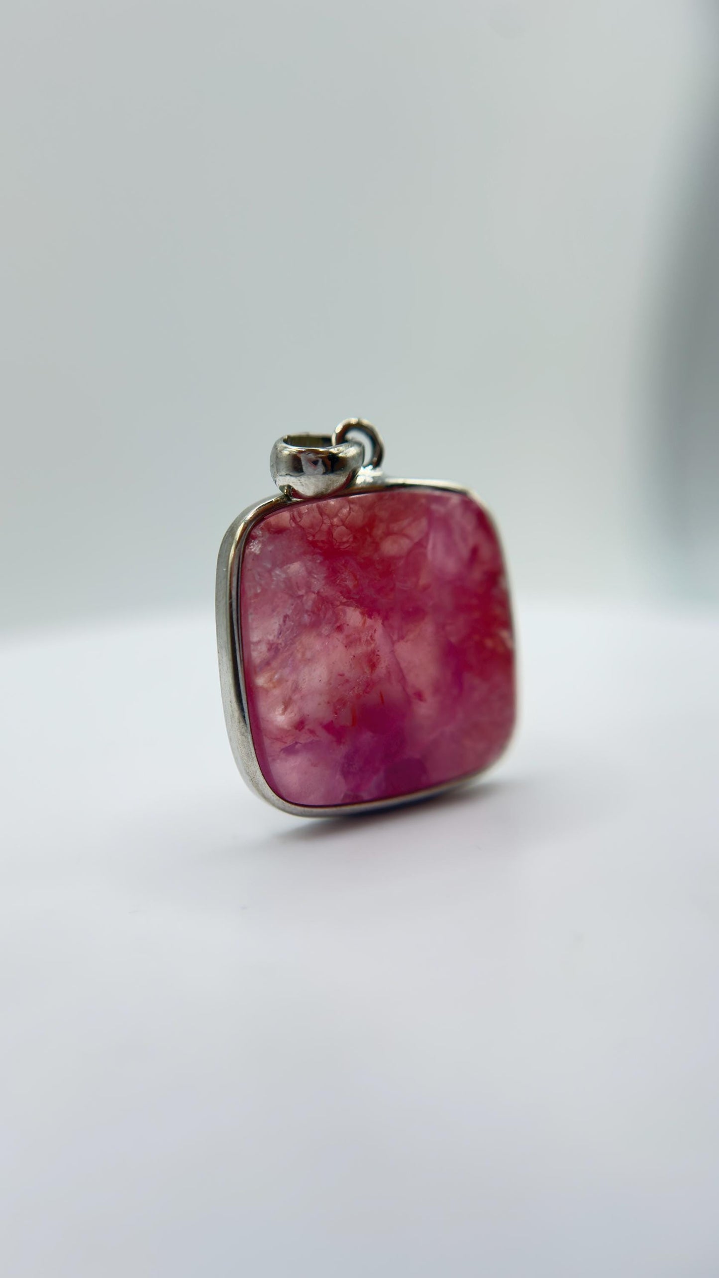Cobalto Calcite Silver Pendant Pink Crystal Gemstone Natural Stone Jewelry Gift