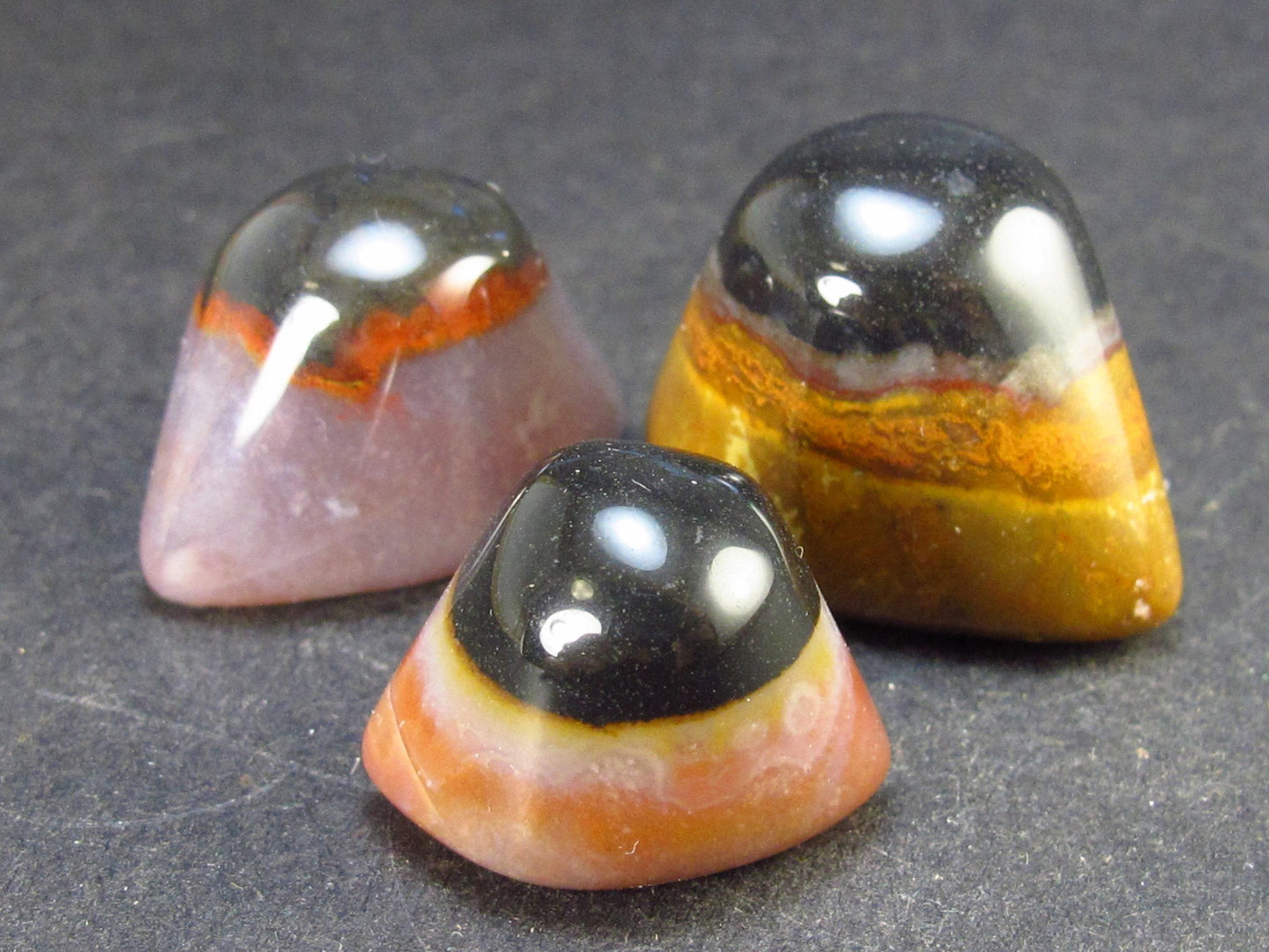 Perfect! Lot of 3 Agate Shiva Eyes from India