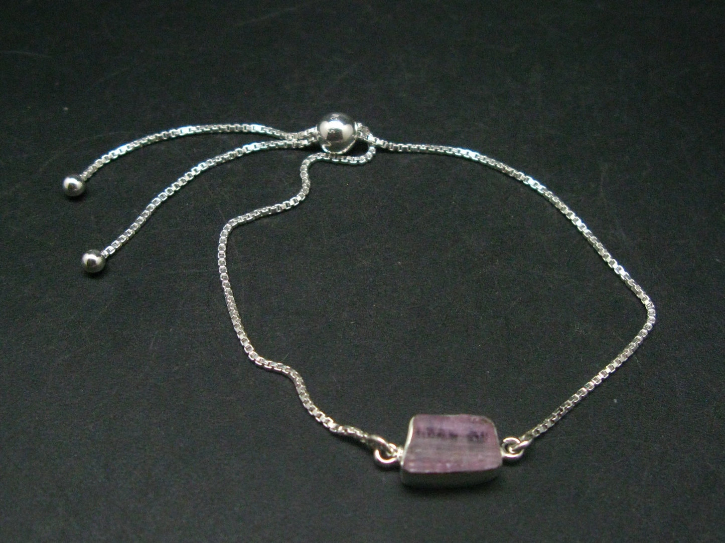 Pink Tanzanite Silver Bracelet From Tanzania - 3.24 Grams - Adjustable length