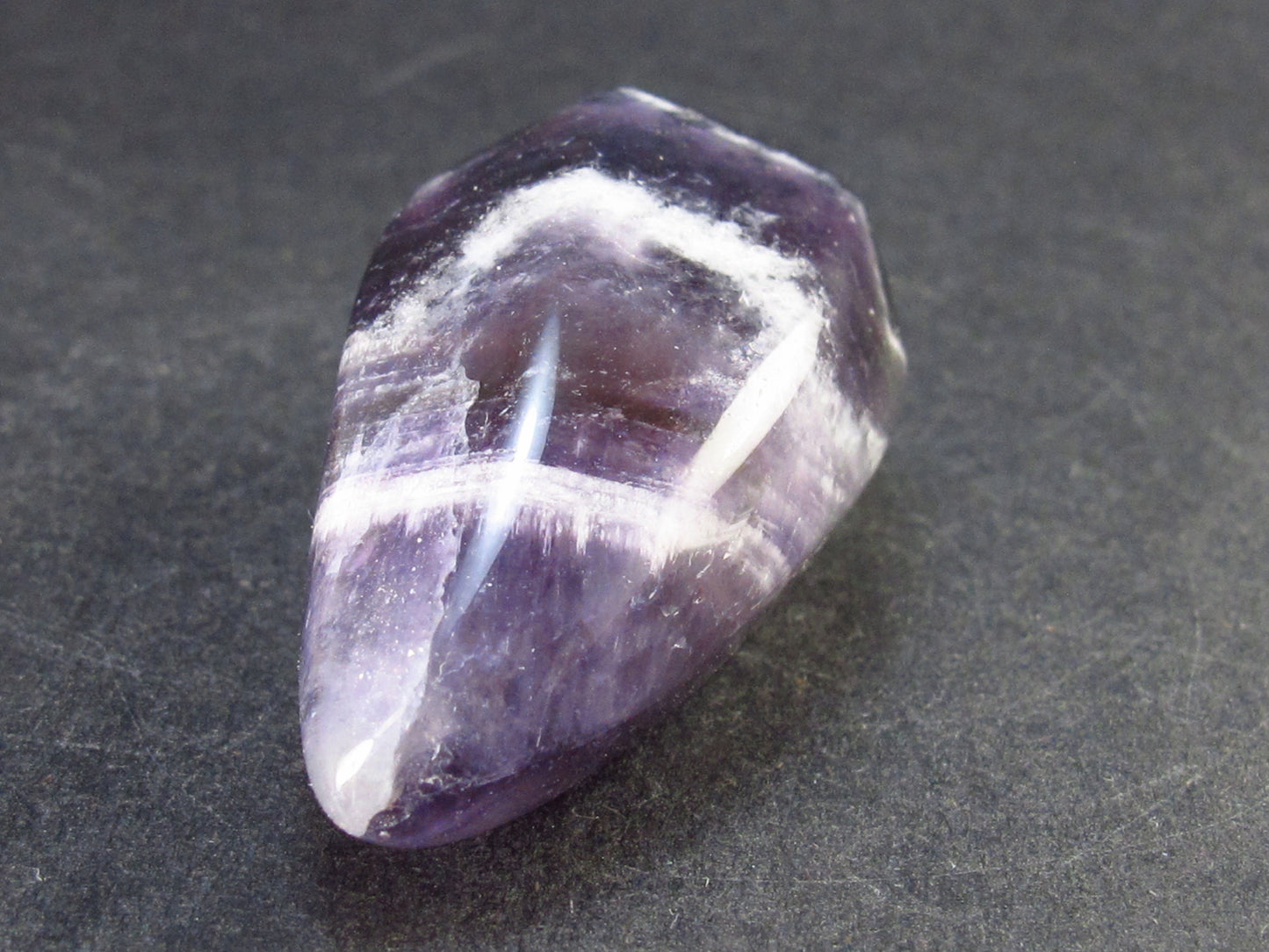 Large White Streaked Chevron Amethyst Pendant From Nigeria - 2.2"