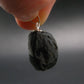 Tibetan Black Tektite Silver Pendant From Tibet - 0.9" - 3.36 Grams
