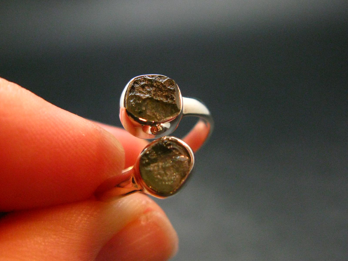 Cute Gem Moldavite Sterling Silver Ring From Czech Republic - Size 5 - 2.13 Grams