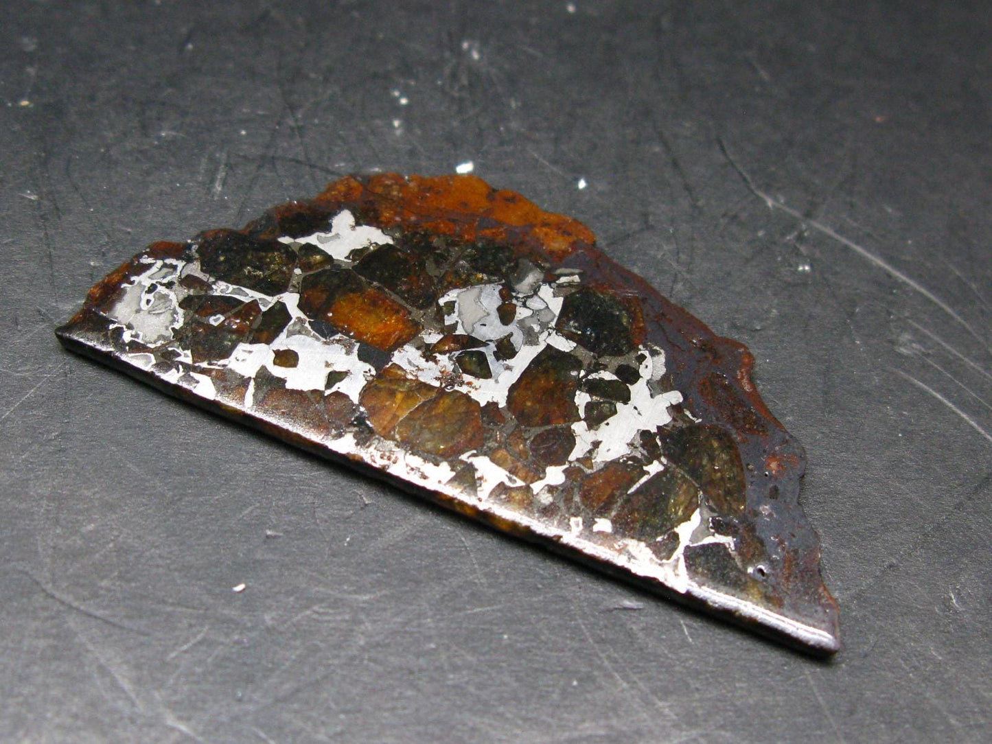 Large Brahin Meteorite Pallasite Olivine Slice From Belarus - 2.3" - 11.00 Grams