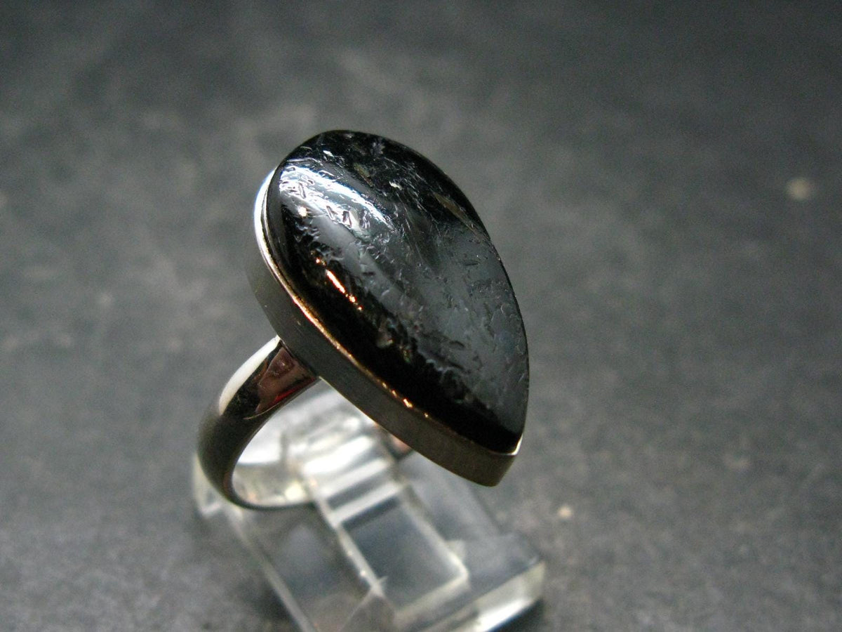 Very Rare Nuumite Nuummite Sterling Silver Plated Ring from Greenland - 5.94 Grams - Size 9