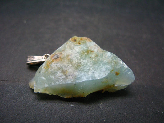 Andean Opal!! Natural Raw Greenish-Blue Opal Silver Pendant from Peru - 1.4" - 4.11 Grams