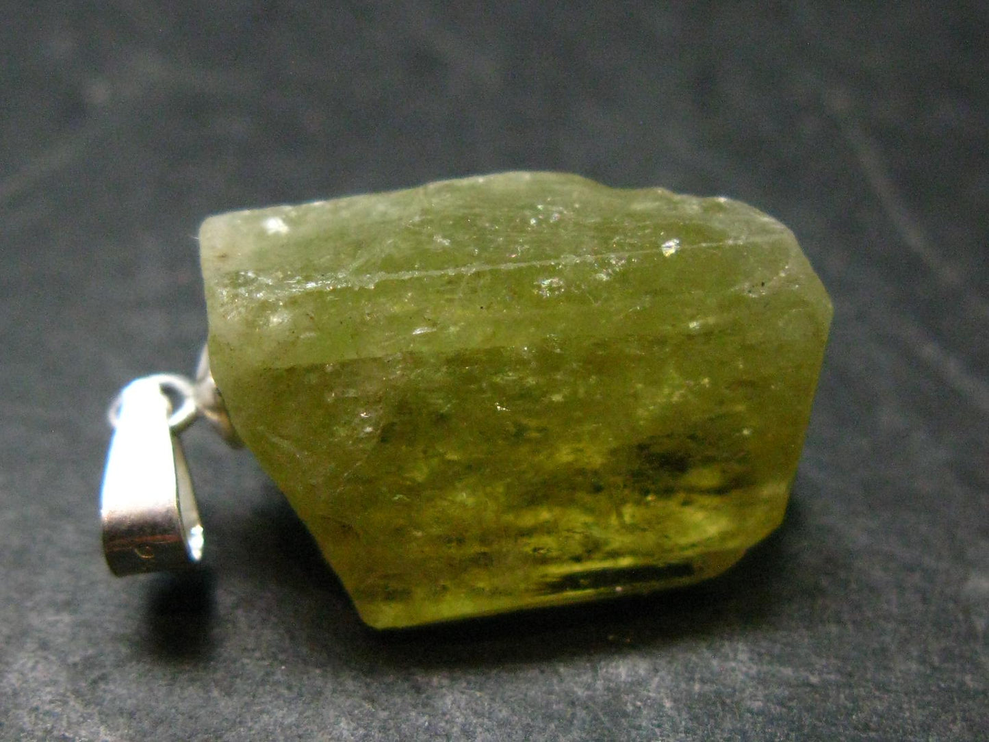 Brazilianite Crystal Silver Pendant From Brazil - 1.0" - 4.06 Grams