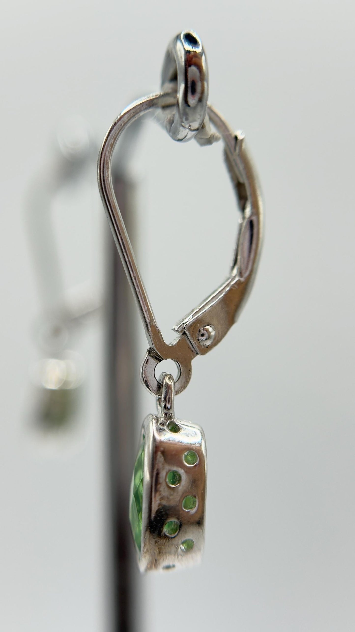 Green Helenite Drop Earrings in Sterling Silver – Oval Gemstone Dangles