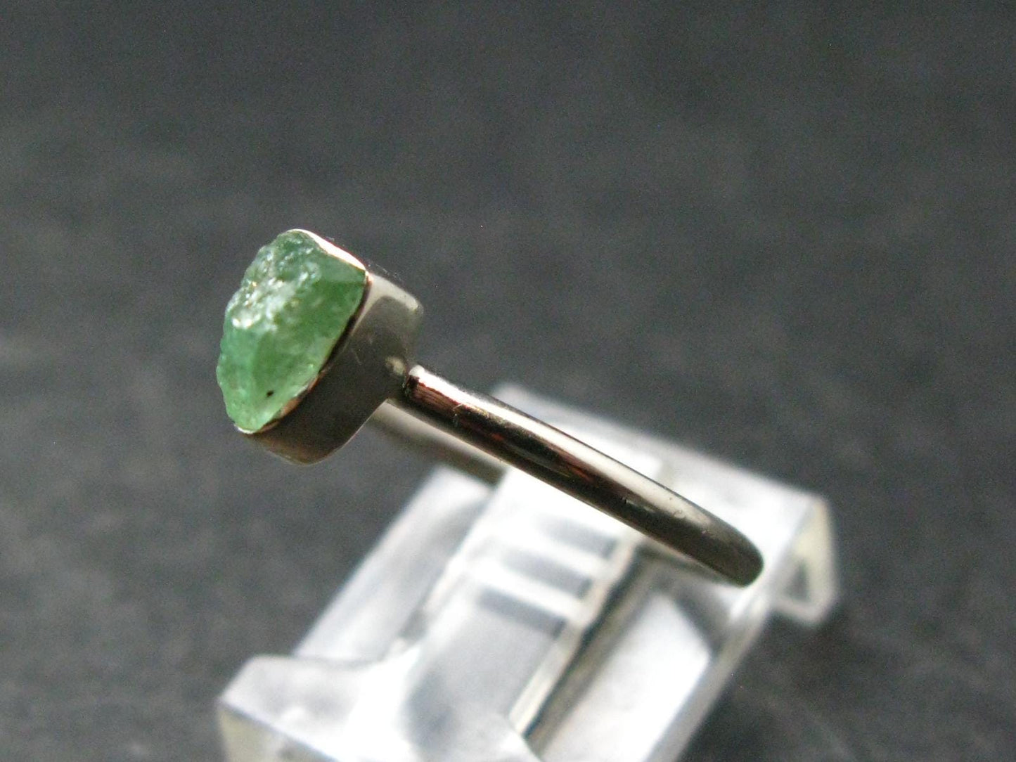 Gem Green Kornerupine Silver Ring From Tanzania - 1.94 Grams - size 7