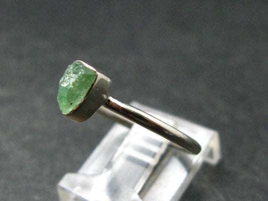 Gem Green Kornerupine Silver Ring From Tanzania - 1.94 Grams - size 7