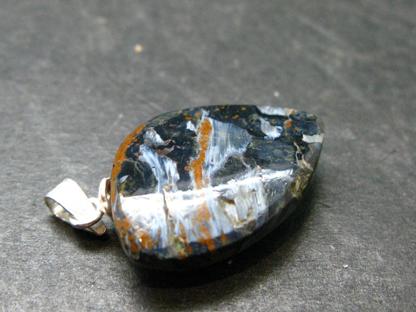 Natural Pietersite Polished Silver Pendant from Namibia - 1.0" - 2.32 Grams