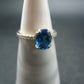 Natural Faceted Round Swiss Blue Topaz Crystal Sterling Silver Ring - 2.16 Grams - Size 7.75