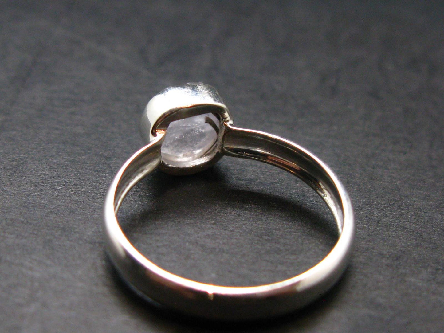 Gray Herderite Silver Ring from Africa - Size 7 - 1.84 Grams