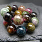Gem Watermelon Bicolor Tourmaline Genuine Bracelet ~ 7.5 Inches ~ 13mm Round Beads