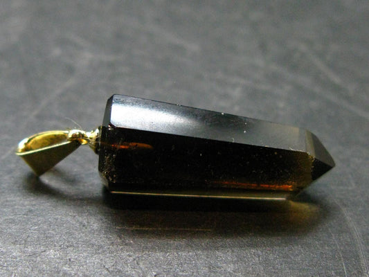 Natural Unheated Citrine Sterling Silver Gold Plated Pendant from Brazil - 1.3" - 2.97 Grams
