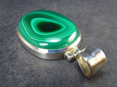 Queen of Green!! Genuine Vivid Vibrant Green Malachite Sterling Silver Pendant - 2.1" - 24.5 Grams