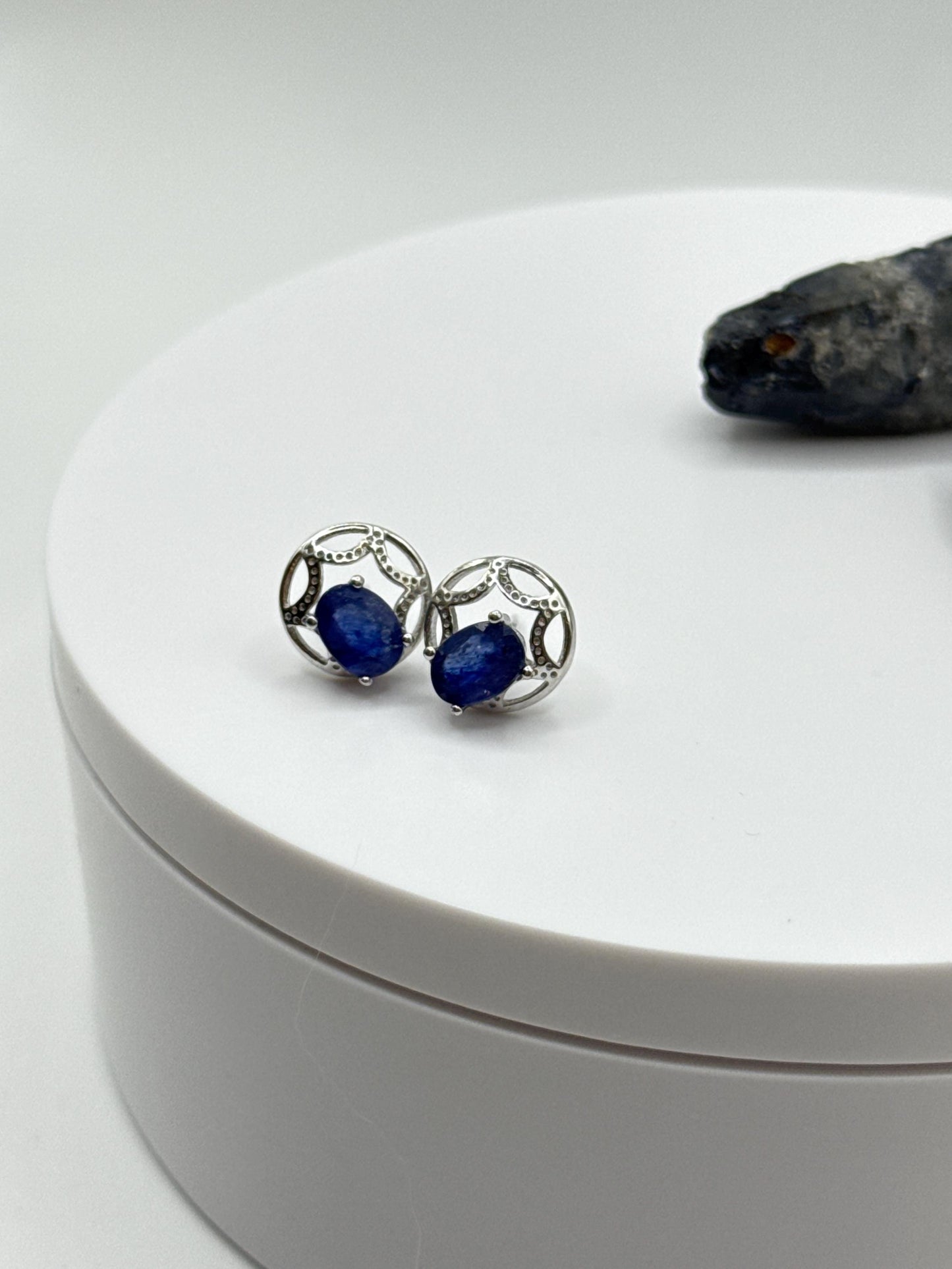 Vintage Sterling Silver Sapphire Stud Earrings | September Birthstone
