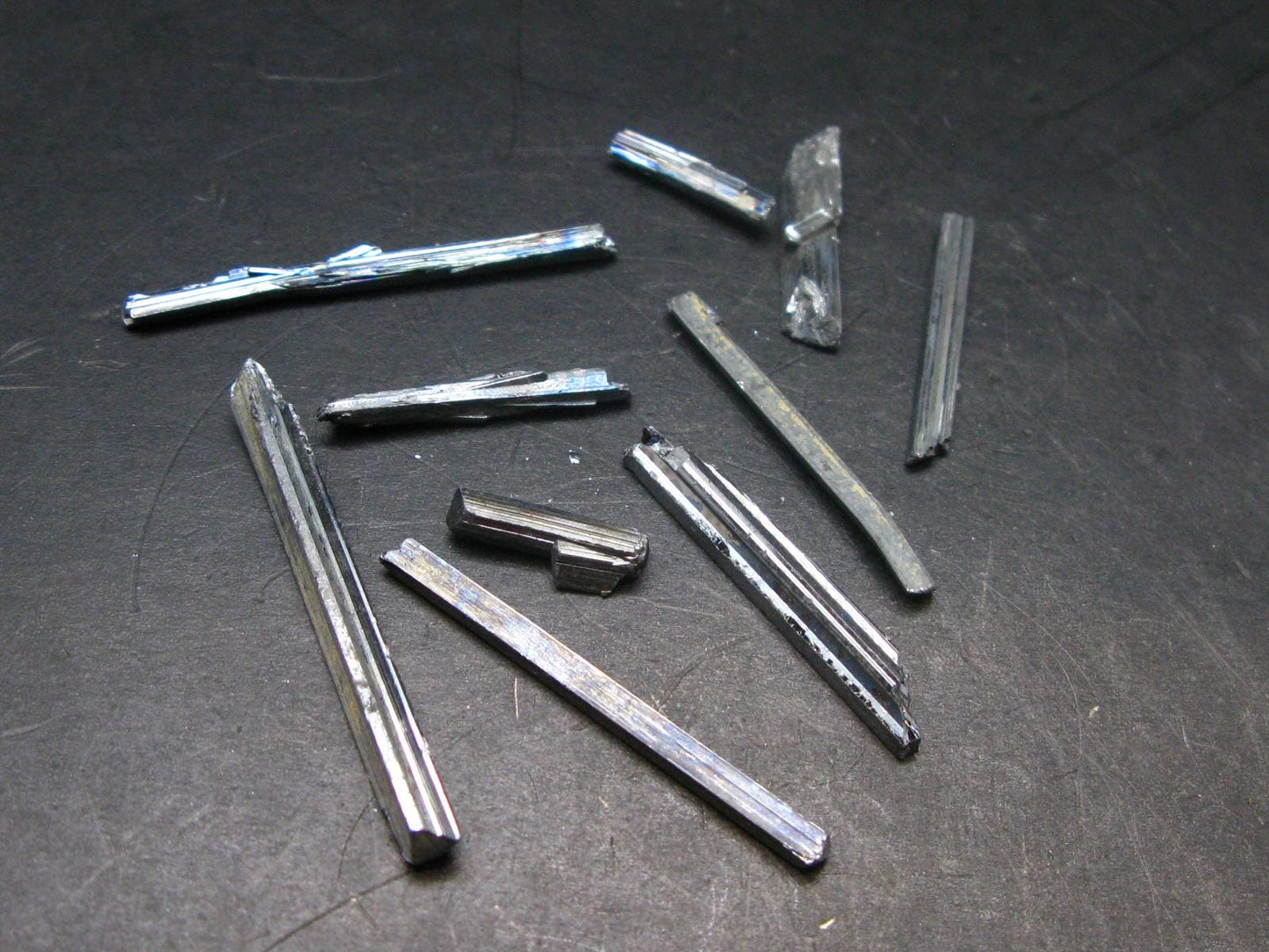 Lot of 10 Large Stibnite Crystals from China - 10 Grams