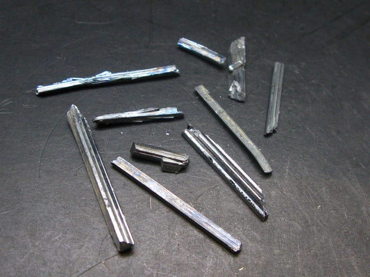 Lot of 10 Large Stibnite Crystals from China - 10 Grams