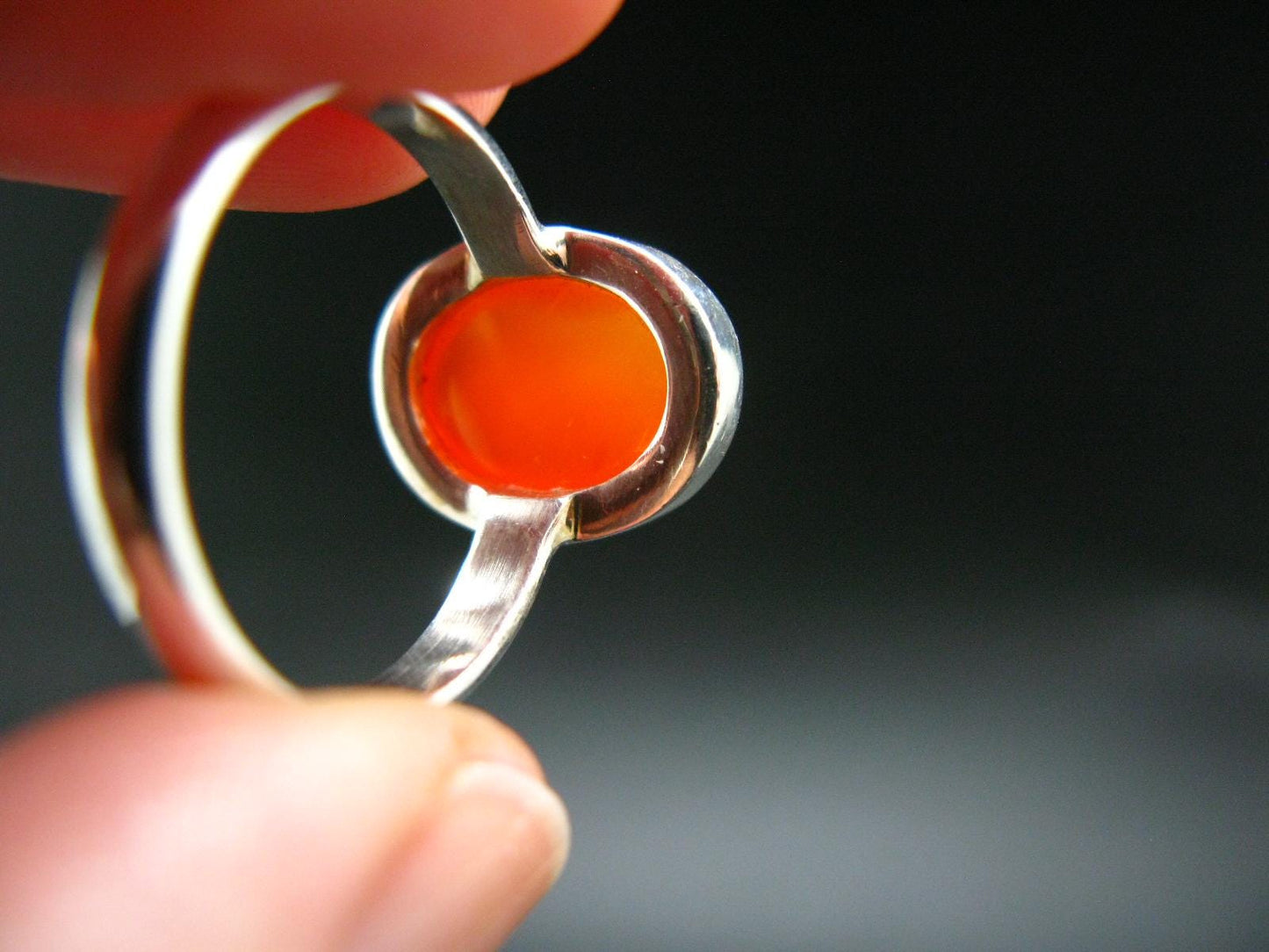 Gem from A Poem by Goethe!! Orange - Red Carnelian Sterling Silver Ring - 5.05 Grams - Size 9.5
