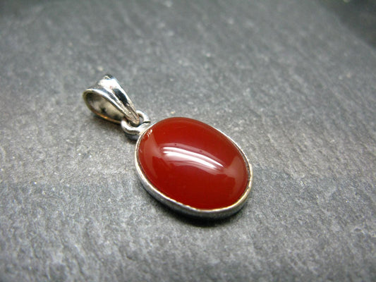 Gem from A Poem by Goethe!! Orange - Red Round Shape Carnelian Sterling Silver Pendant - 1"