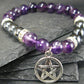 Hematite & Amethyst Genuine Bracelet ~ 7 Inches ~ 8mm Round Beads