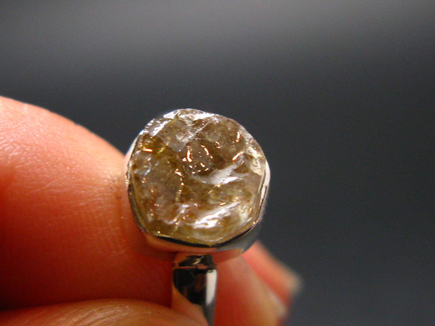 Green Herderite Silver Ring From Brazil - 2.05 Grams - Size 6