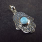 Summer’s Sea!! Rare Polished Cabochon Blue Larimar Pectolite Silver Pendant From Dominican Republic - 1.2" - 2.90 Grams