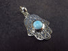 Summer’s Sea!! Rare Polished Cabochon Blue Larimar Pectolite Silver Pendant From Dominican Republic - 1.2" - 2.90 Grams