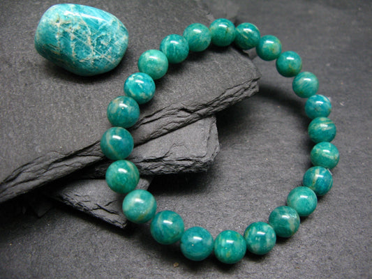 Russian Amazonite Genuine Bracelet ~ 7 Inches ~ 8mm Round Beads