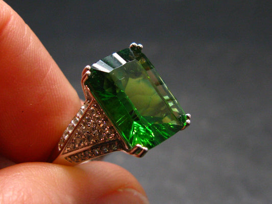 Helenite Gaia Stone Gem Sterling Silver Ring From Washington - Size 9 - 7.0 Carats