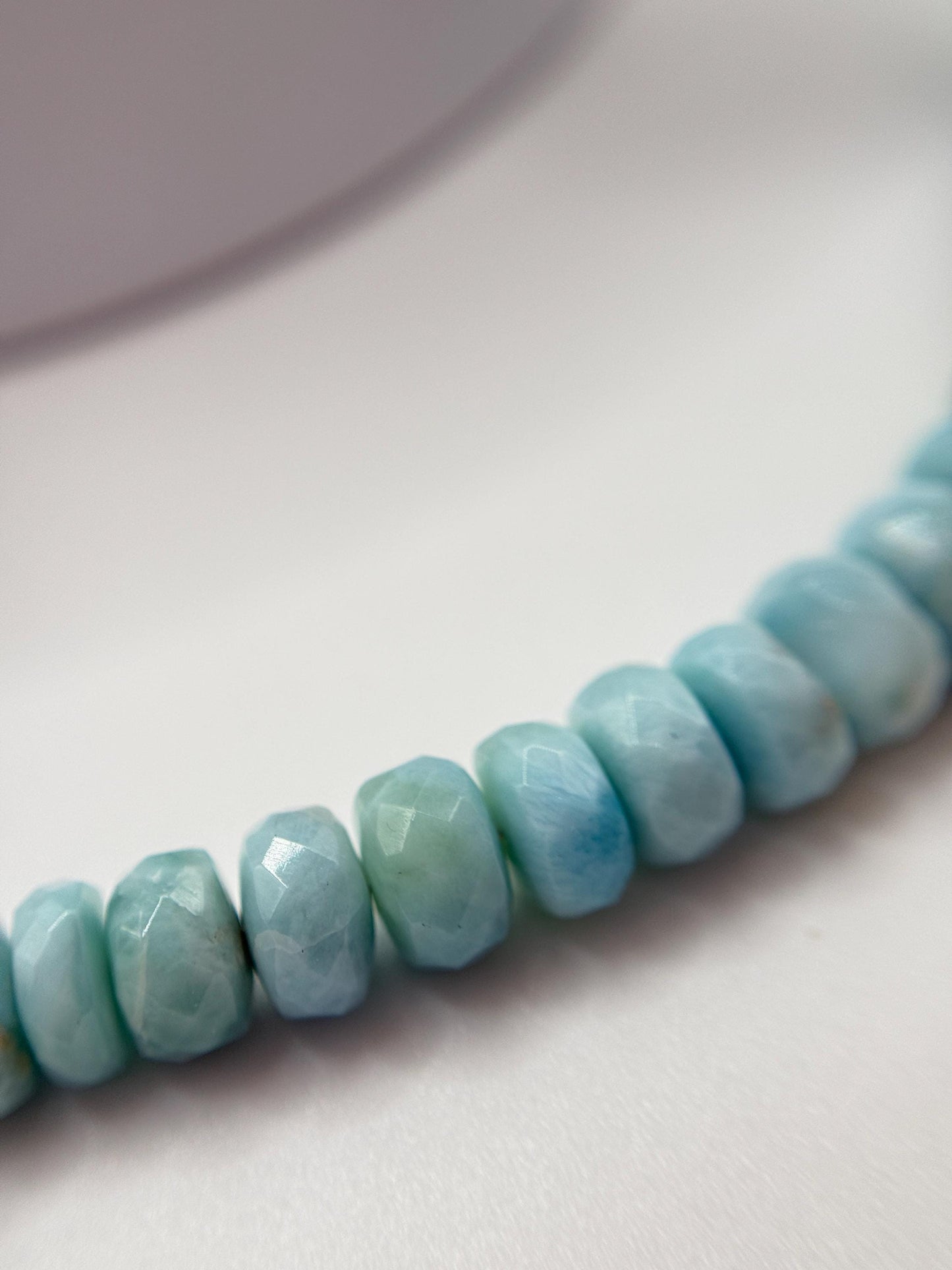 Larimar Round Bead Necklace Ocean Blue Gemstone Necklace Minimalist Jewelry Gift