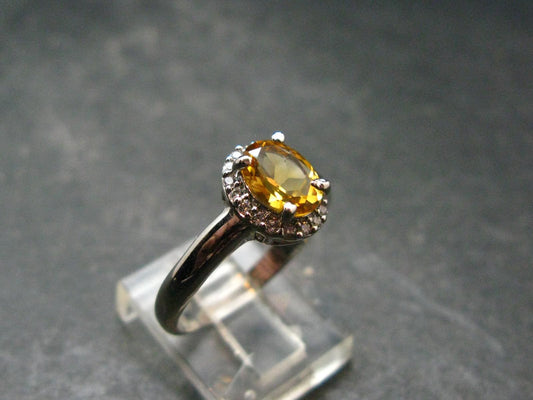 Stone of Success!! Natural Golden Yellow Citrine Faceted Sterling Silver Ring - Size 8.5 - 3.17 Grams