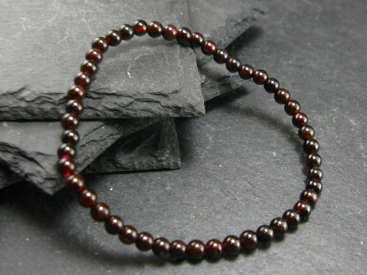 Garnet Almandine Genuine Bracelet ~ 7 Inches ~ 4mm Round Beads