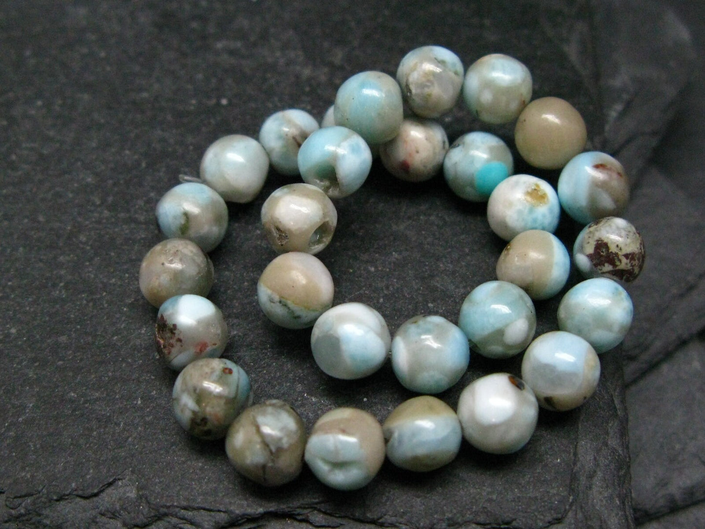 Larimar Genuine Bracelet ~ 7 Inches ~ 6mm Round Beads