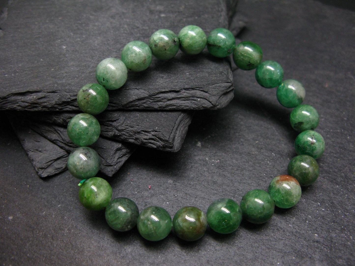 Green Garnet Tsavorite Genuine Bracelet ~ 7 Inches ~ 10mm Round Beads