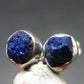 Deep Blue Azurite Crystal Stud Earrings In Sterling Silver From Mexico