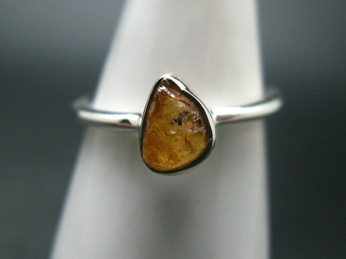 Spessartine Garnet Silver Ring From Tanzania - Size 6 - 1.88 Grams