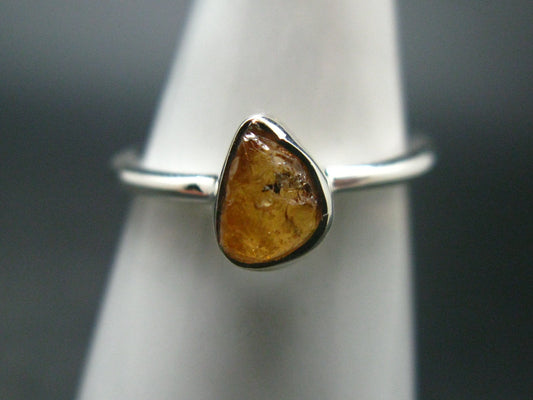 Spessartine Garnet Silver Ring From Tanzania - Size 6 - 1.88 Grams