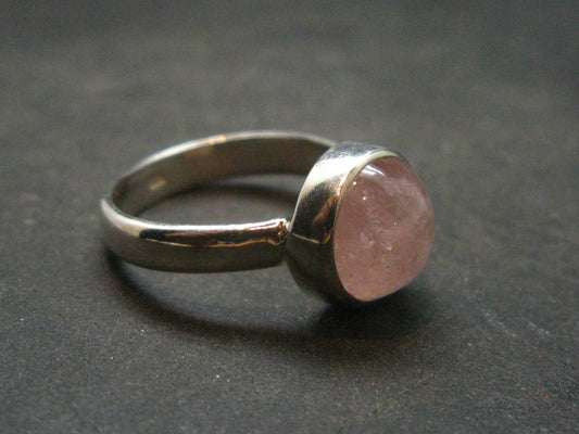 Pink Beryl!! Natural Raw Morganite Silver Ring From Brazil - Size 7 - 3.61 Grams