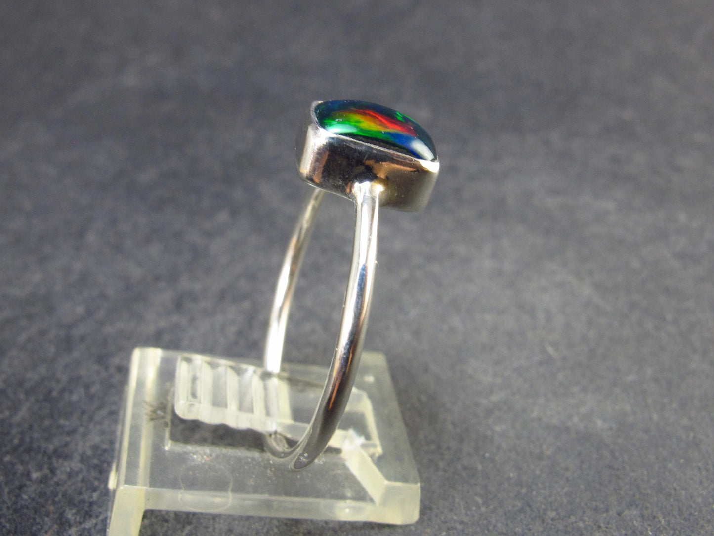 Rare Black Opal Sterling Silver Ring from Australia - Size 10.5 - 2.15 Grams