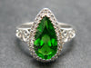 Helenite Gaia Stone Gem Sterling Silver Ring with CZ Accent From Washington - Size 9