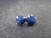 Cute Small Natural Raw Deep Blue Azurite Crystal Stud Earrings In Sterling Silver From Mexico