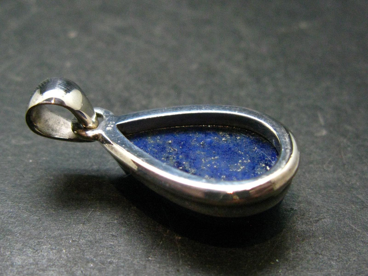 Lapis Lazuli Silver Pendant From Afghanistan - 1.4" - 7.64 Grams