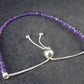 Natural Faceted Round Beads Amethyst 925 Silver Bracelet - Size Adjustable - 2.86 Grams